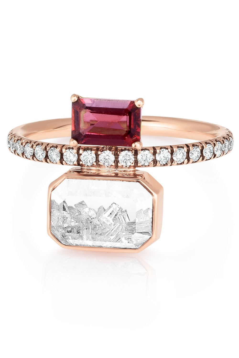 MORITZ GLIK-Emerald Cut Ruby Ring-ROSE GOLD