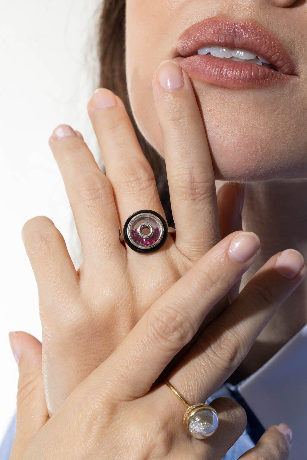 MORITZ GLIK-Roda Enamel Ruby Ring-WHITE GOLD