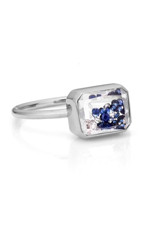MORITZ GLIK-Esmerelda Sapphire Shaker Ring-WHITE GOLD