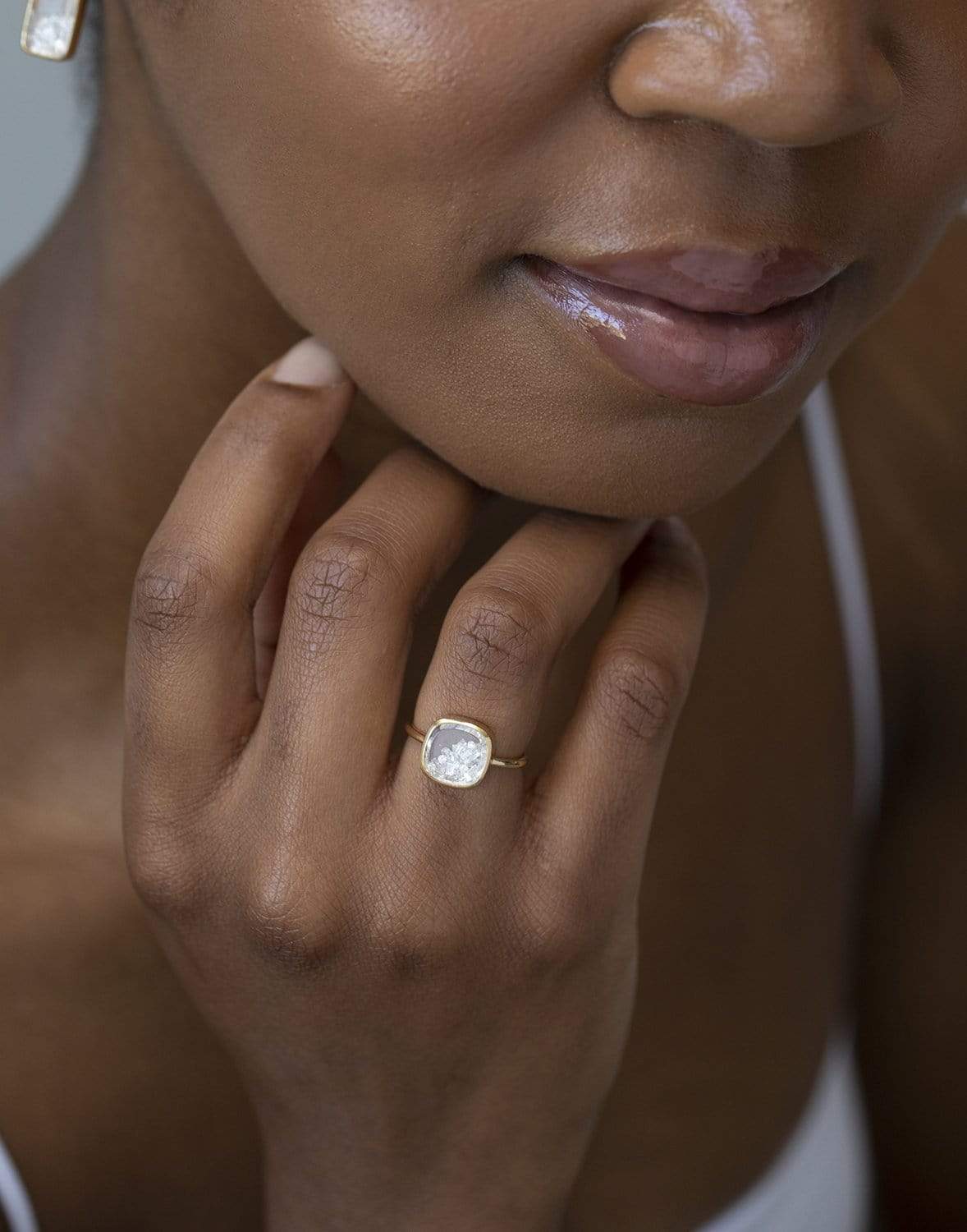 MORITZ GLIK-Square Diamond Shaker Ring - Yellow Gold-YELLOW GOLD