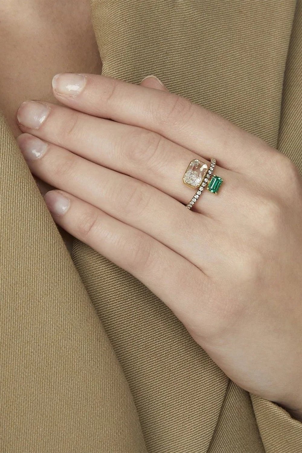 MORITZ GLIK-Emerald Cut Emerald Ring-YELLOW GOLD