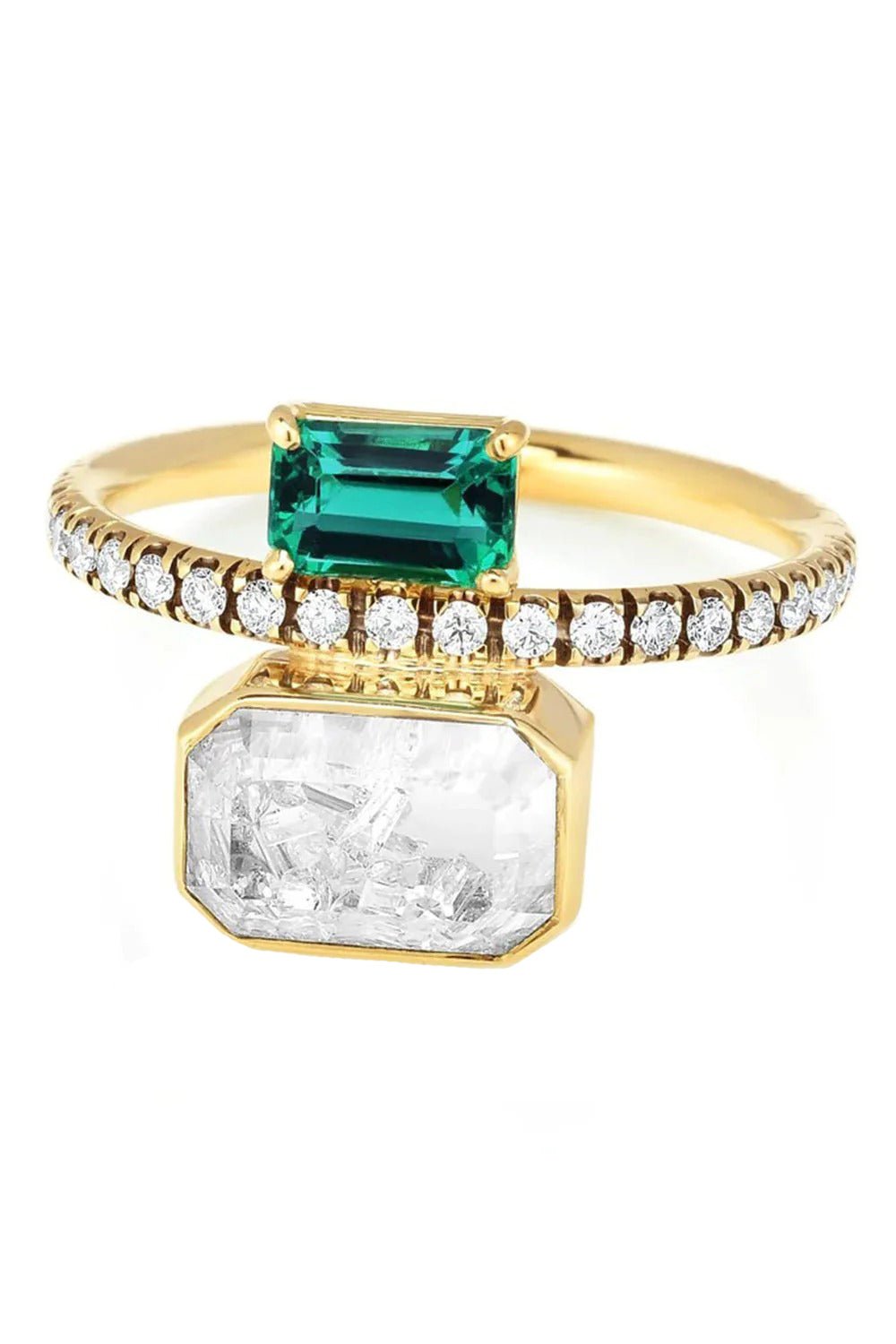 MORITZ GLIK-Emerald Cut Emerald Ring-YELLOW GOLD