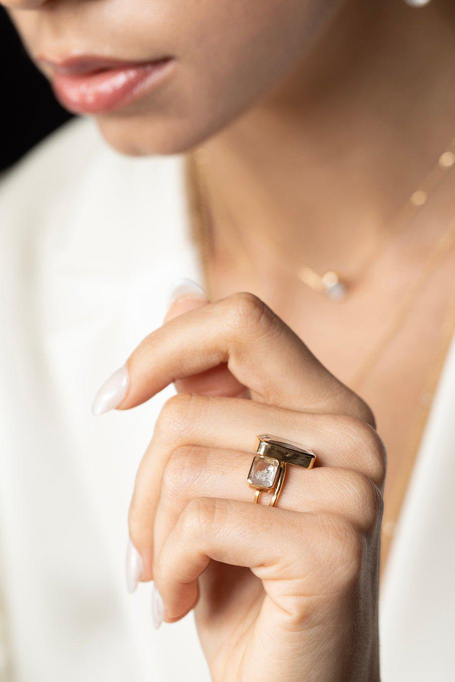 MORITZ GLIK-Esmeralda Diamond Shaker Ring-YELLOW GOLD