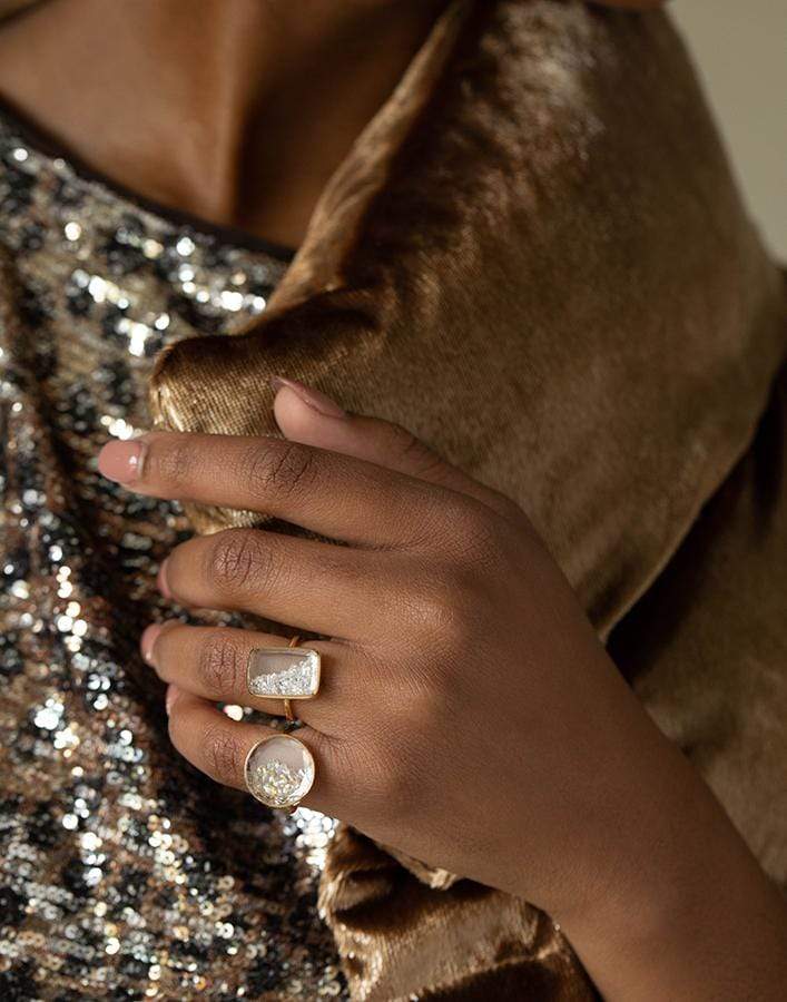 MORITZ GLIK-Round Yellow Diamond Shaker Ring-YELLOW GOLD