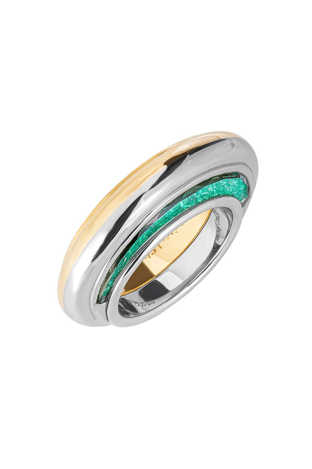MORITZ GLIK-Artemis Emerald Duo Metal Ring-YELLOW GOLD