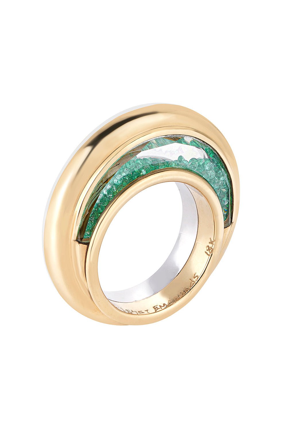 Artemis Emerald Duo Metal Ring