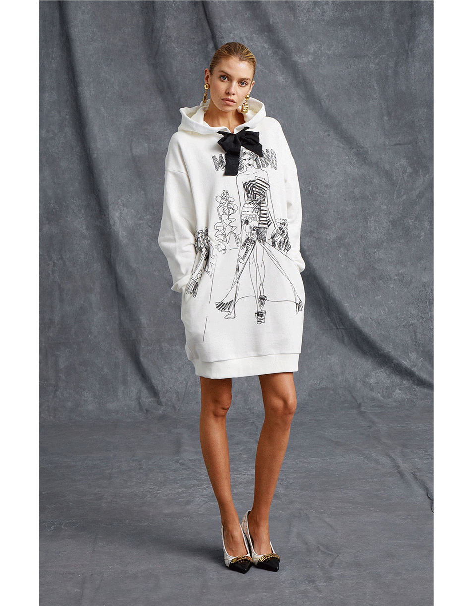 MOSCHINO-Sketched Sweatshirt Dress-
