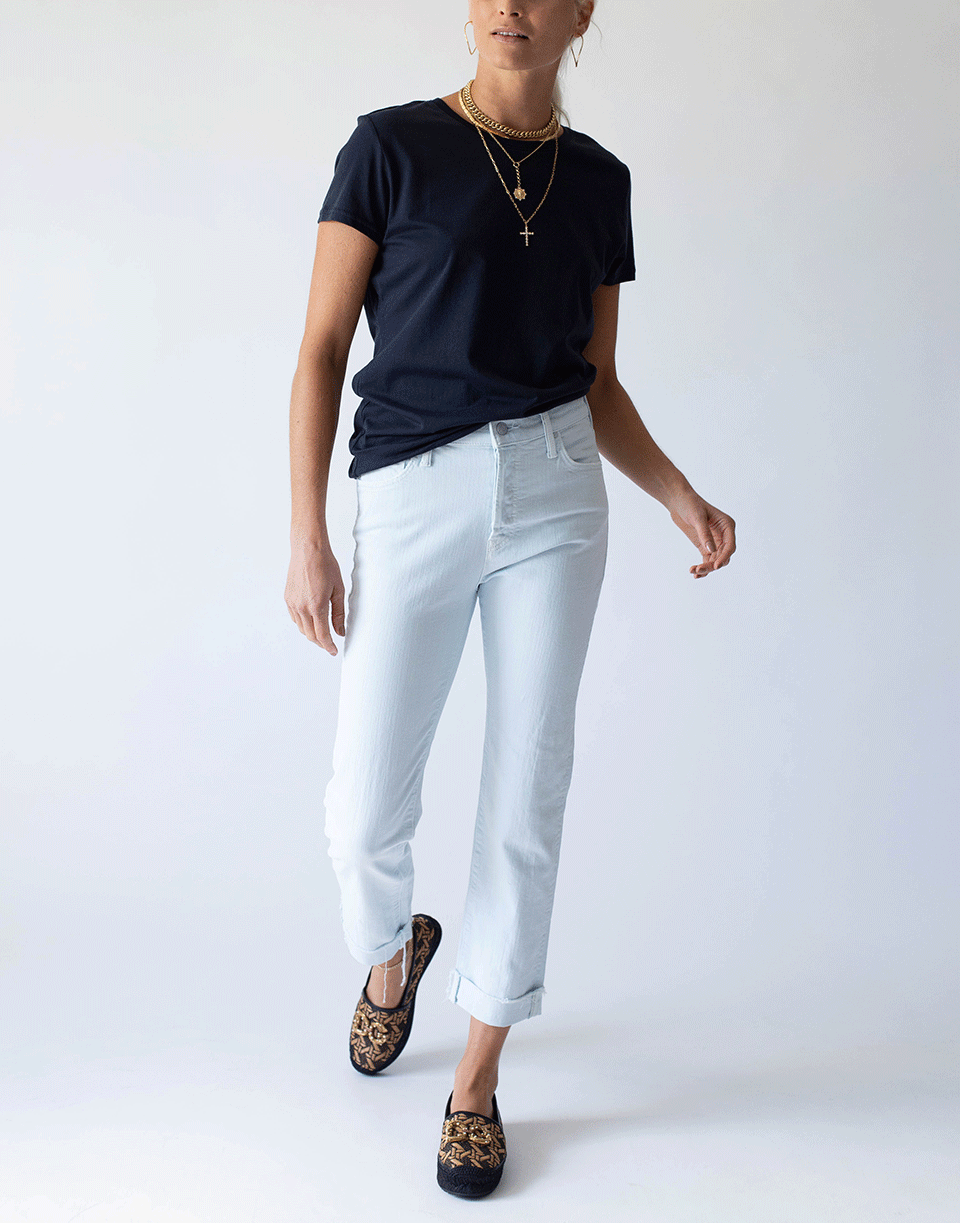 MOTHER-Baby Blue The Scrapper Ankle Fray Jean-
