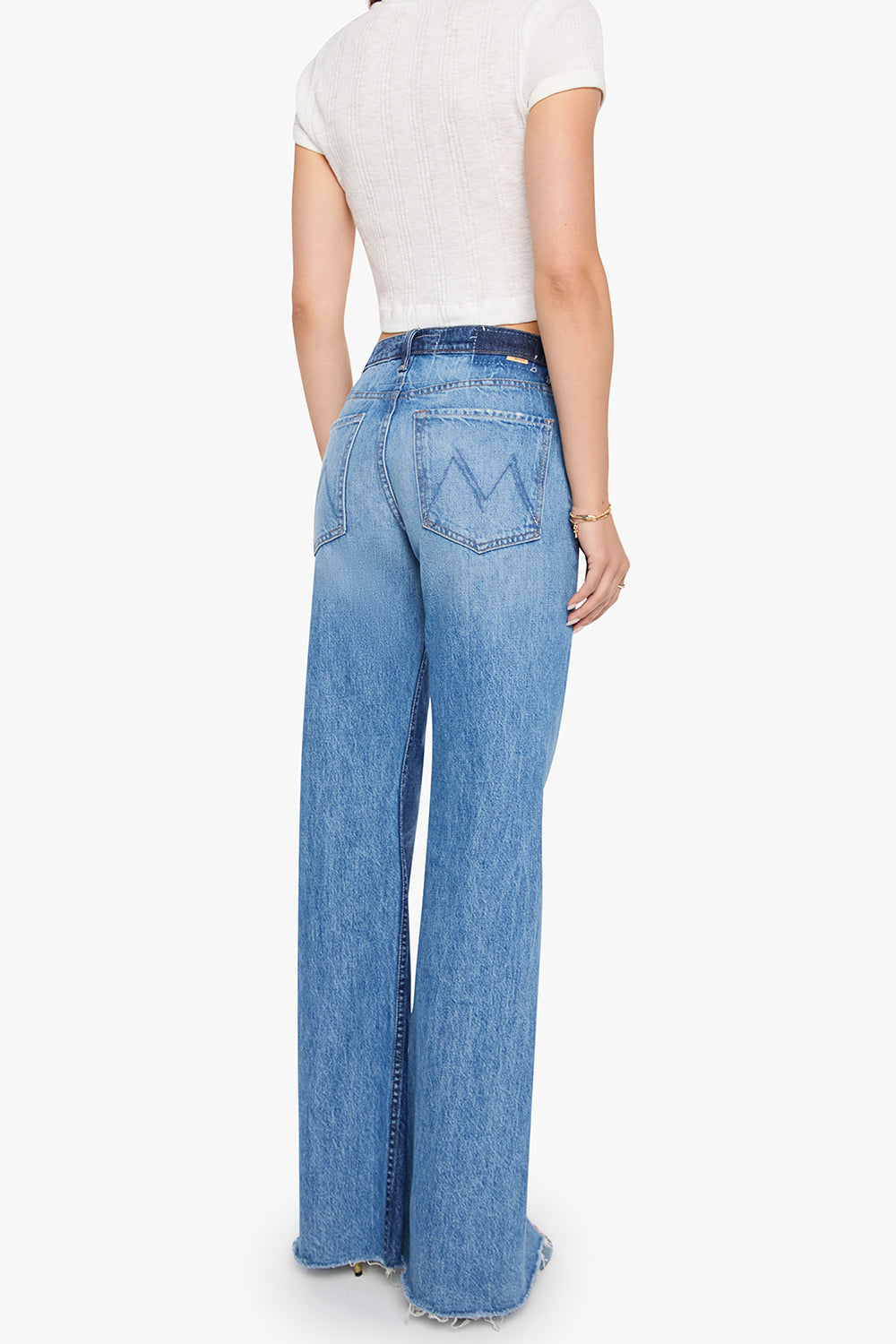 Bookie Slit Twisted Heel Frayed Pant-BLUE-25-CLOTHINGPANTDENIM-MOTHER