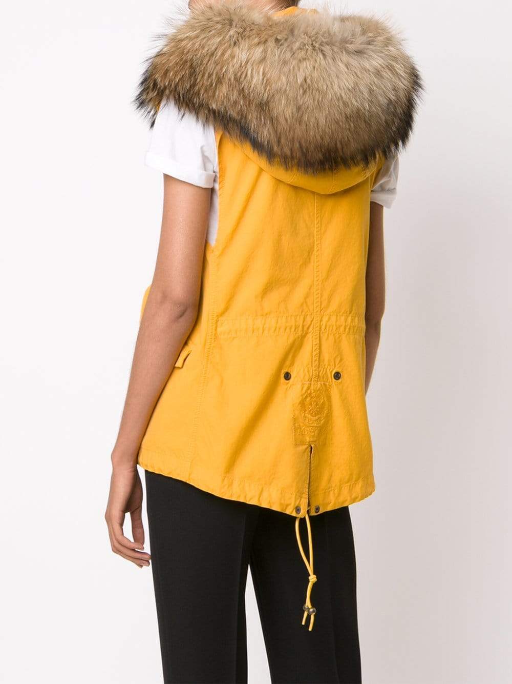 MR & MRS ITALY-Mini Vest With Fur Hood-YLLW/NAT