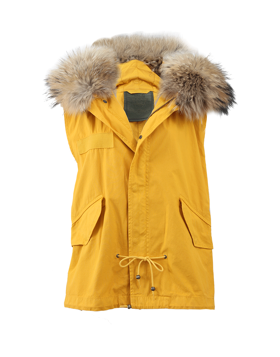 MR & MRS ITALY-Mini Vest With Fur Hood-YLLW/NAT
