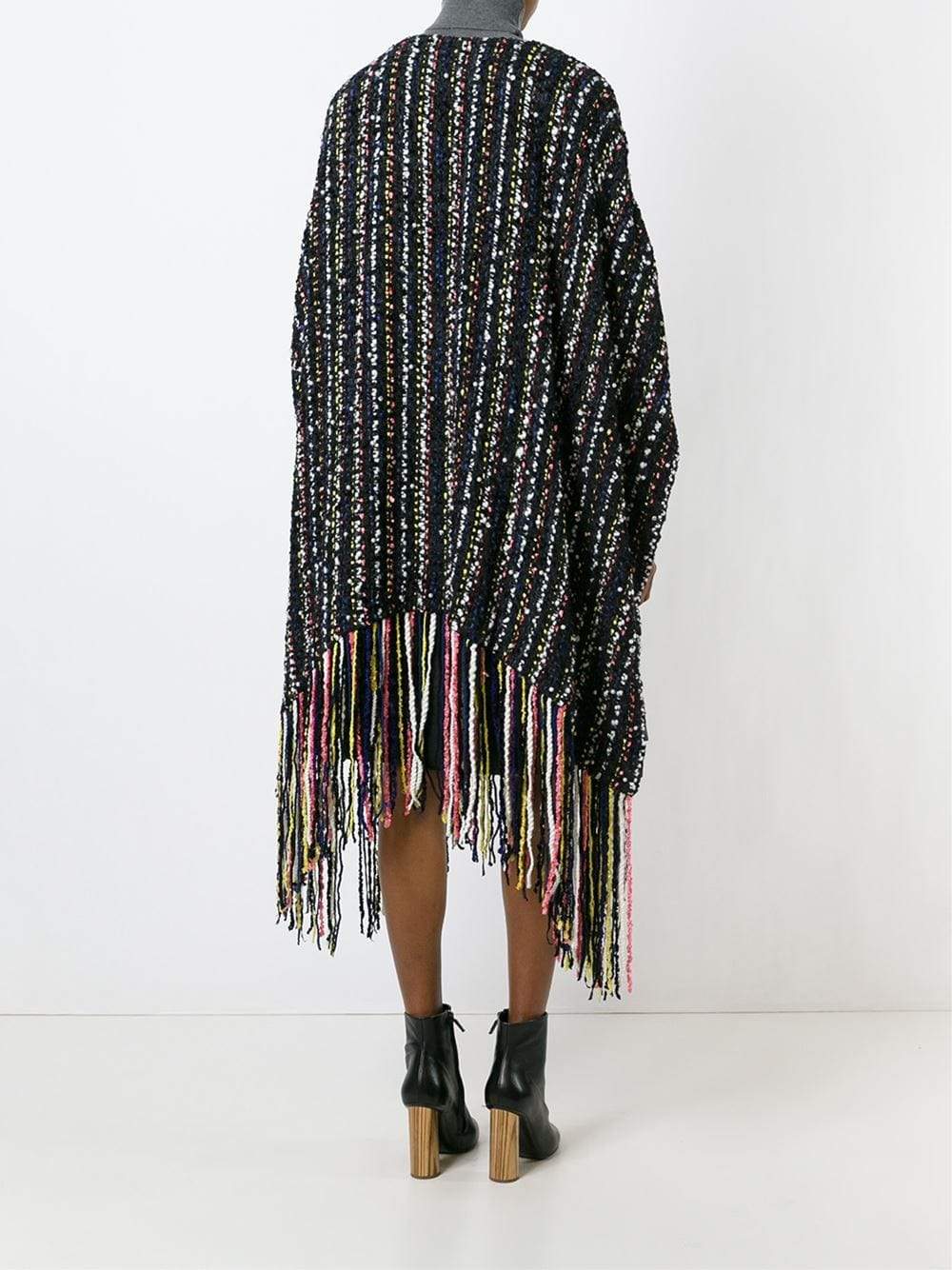 MSGM-Tweed Fringe Poncho-