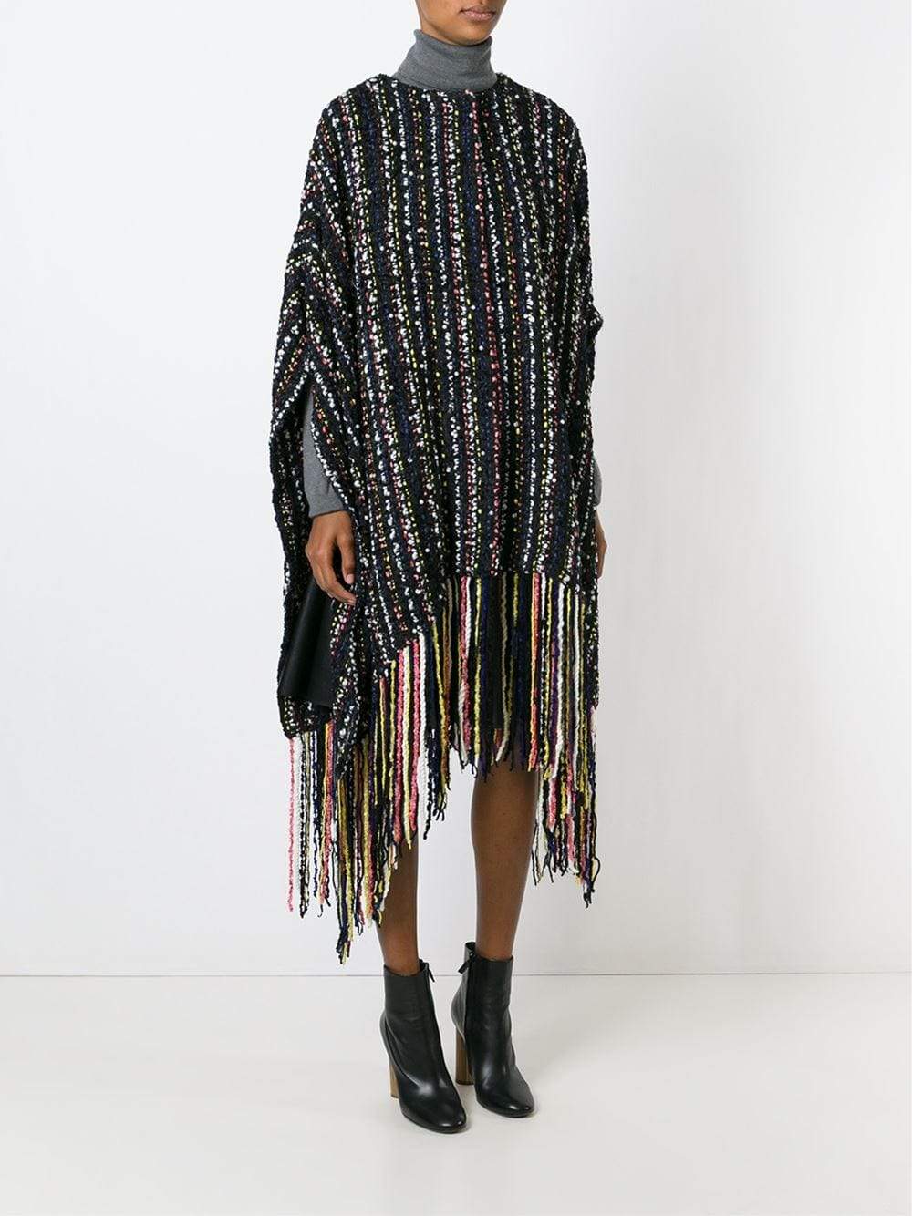 MSGM-Tweed Fringe Poncho-