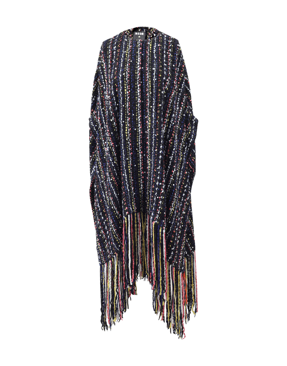 MSGM-Tweed Fringe Poncho-