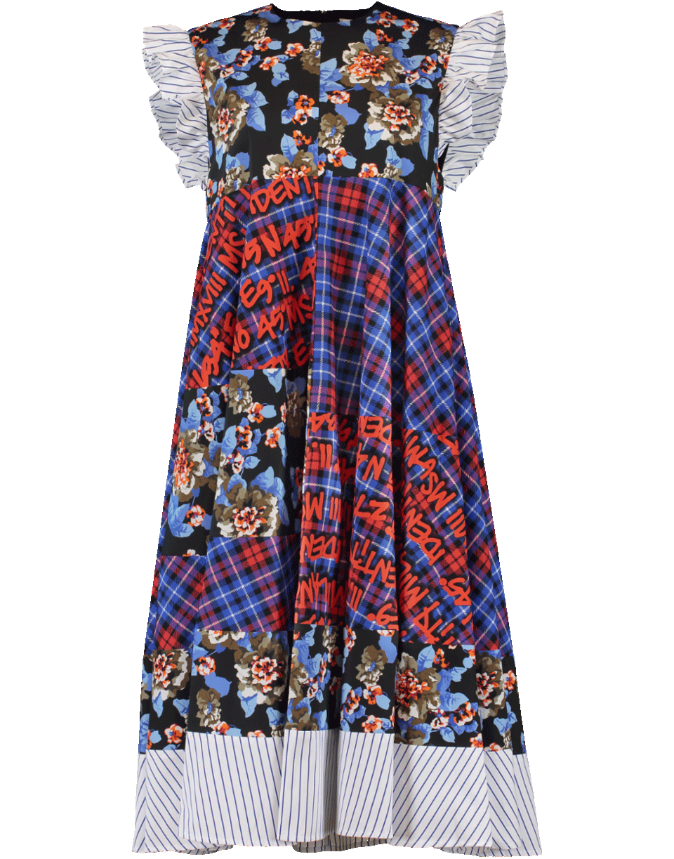 MSGM-Patchwork Ruffle Dress-