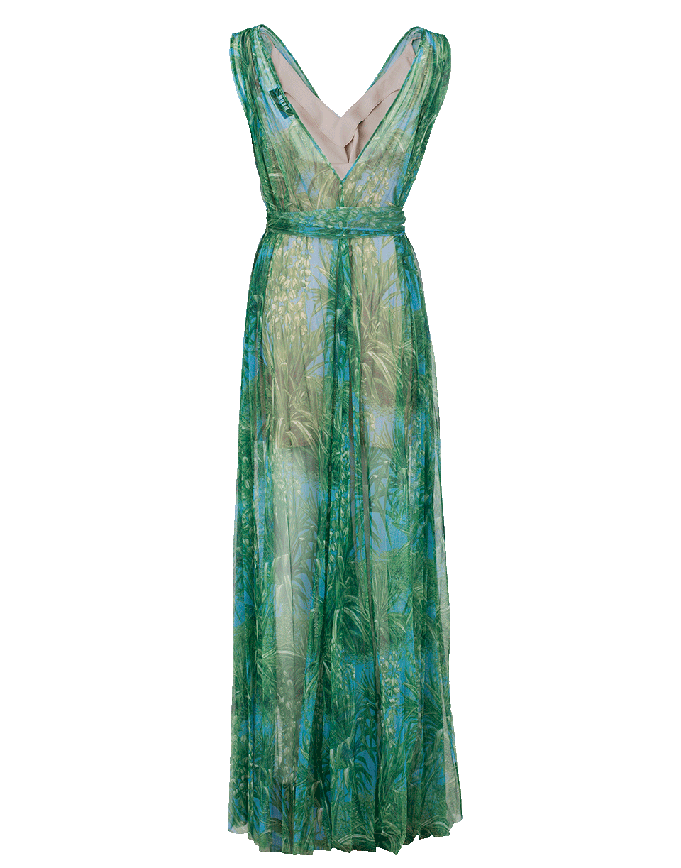 MSGM-Palm Print Maxi Dress-