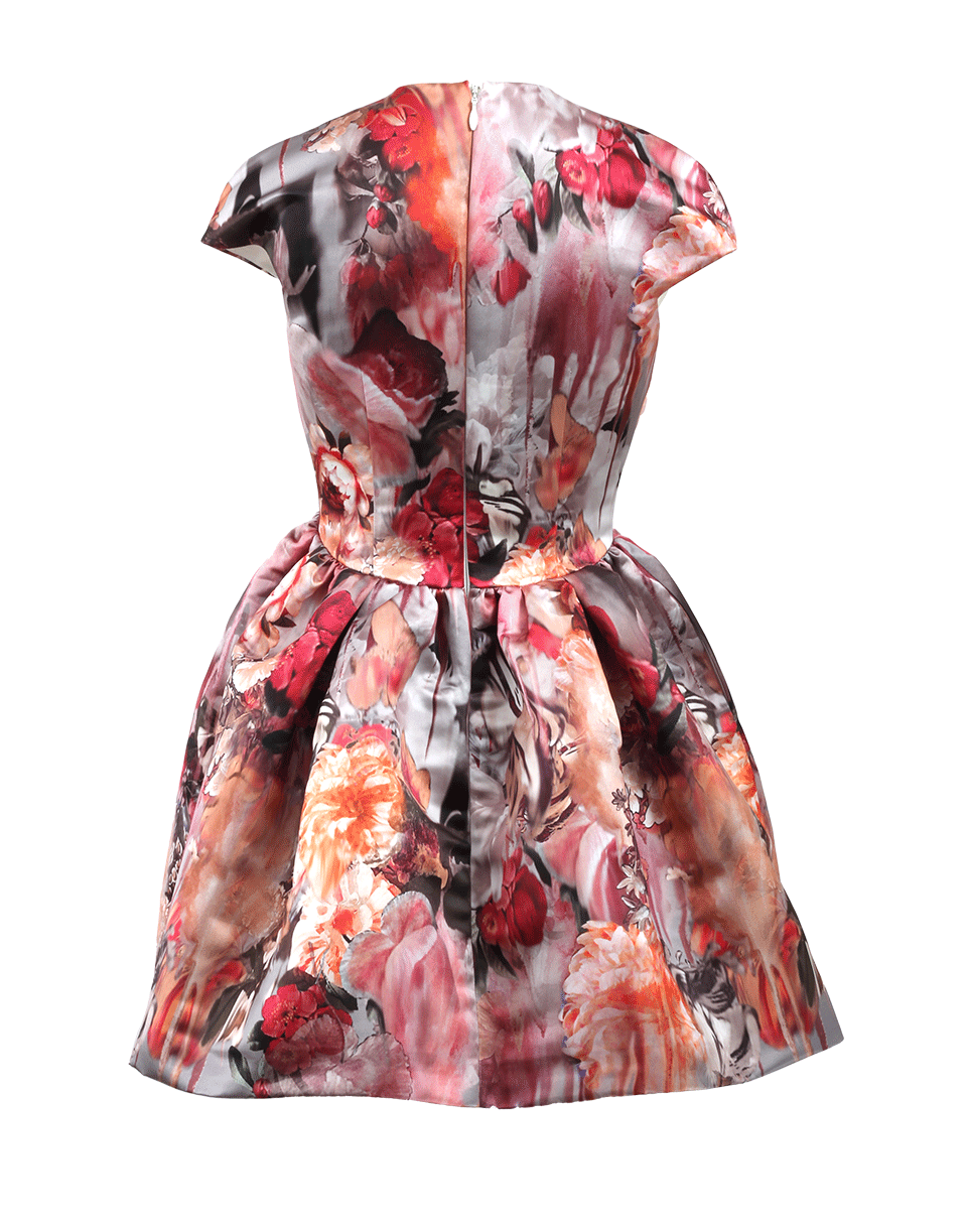 MSGM-Floral Printed Techno Duchesse Dress-PINK/MLT
