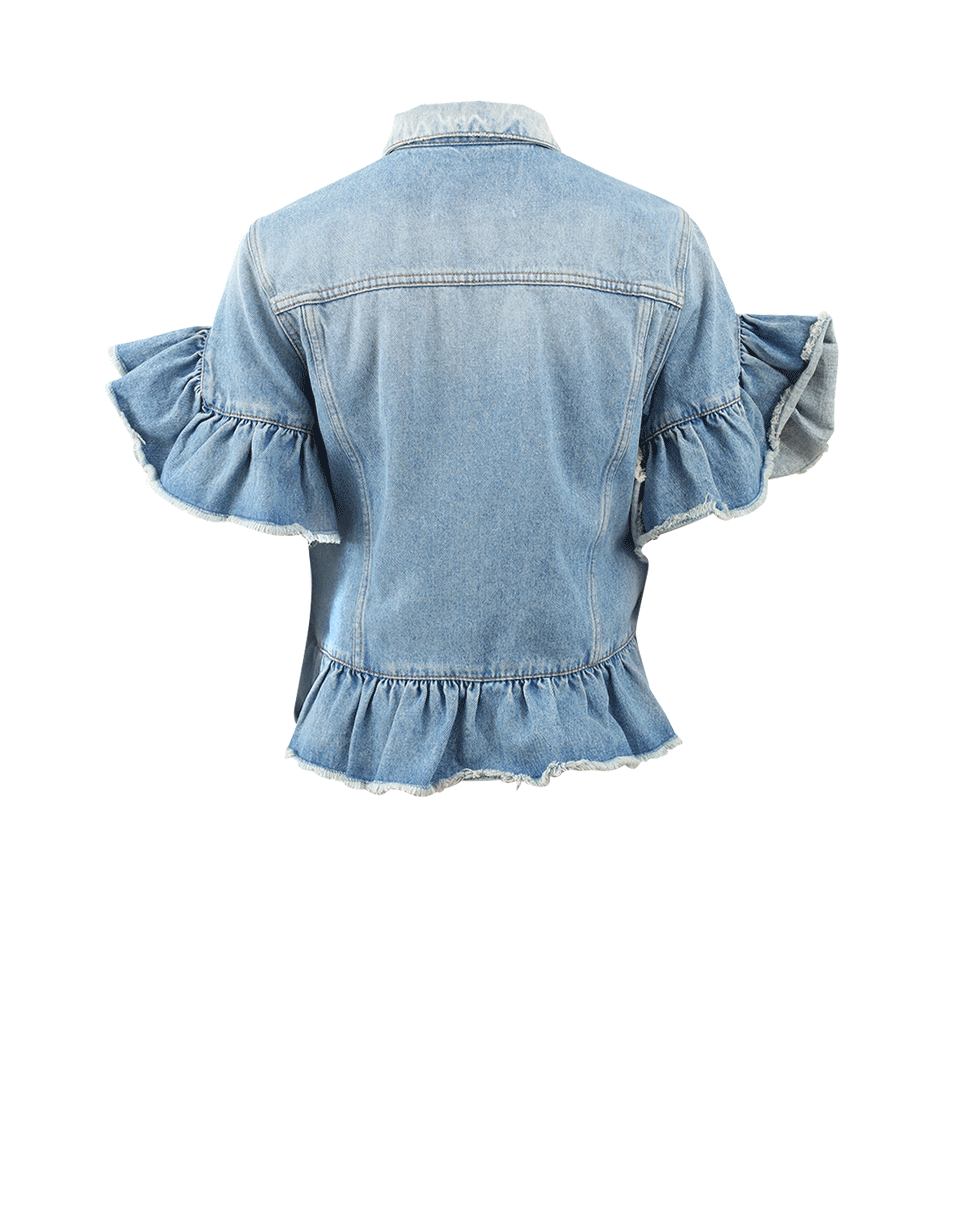 MSGM-Ruffle Sleeve Denim Jacket-