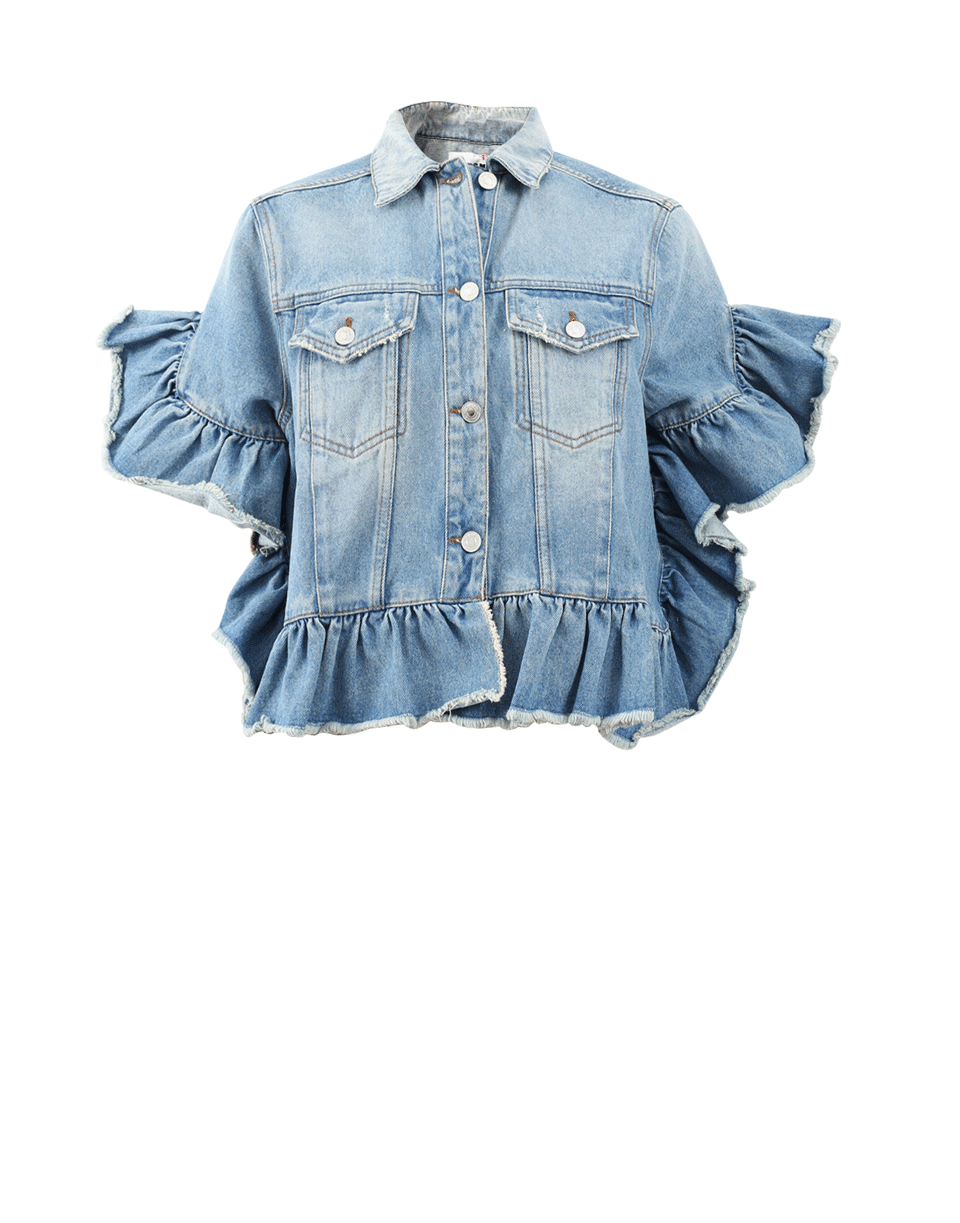 MSGM-Ruffle Sleeve Denim Jacket-