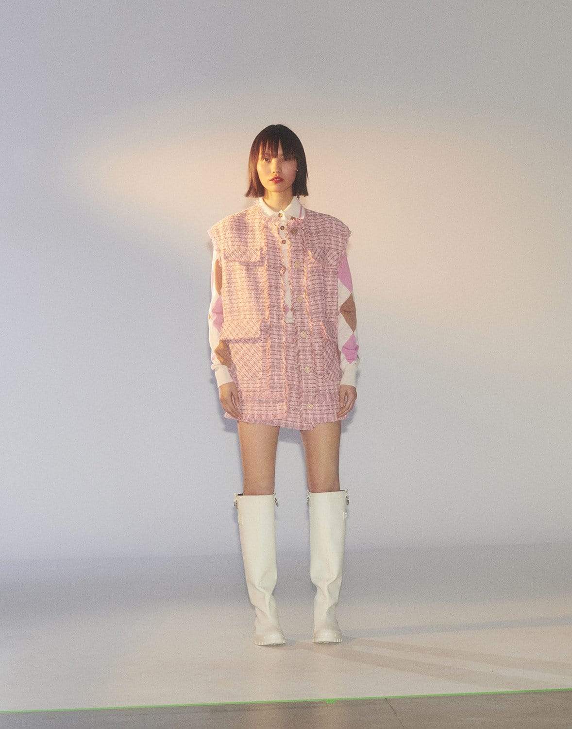 MSGM-Pink Tweed Shorts-