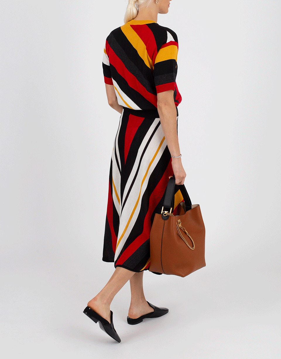 MSGM-Diagonal Striped Midi Skirt-