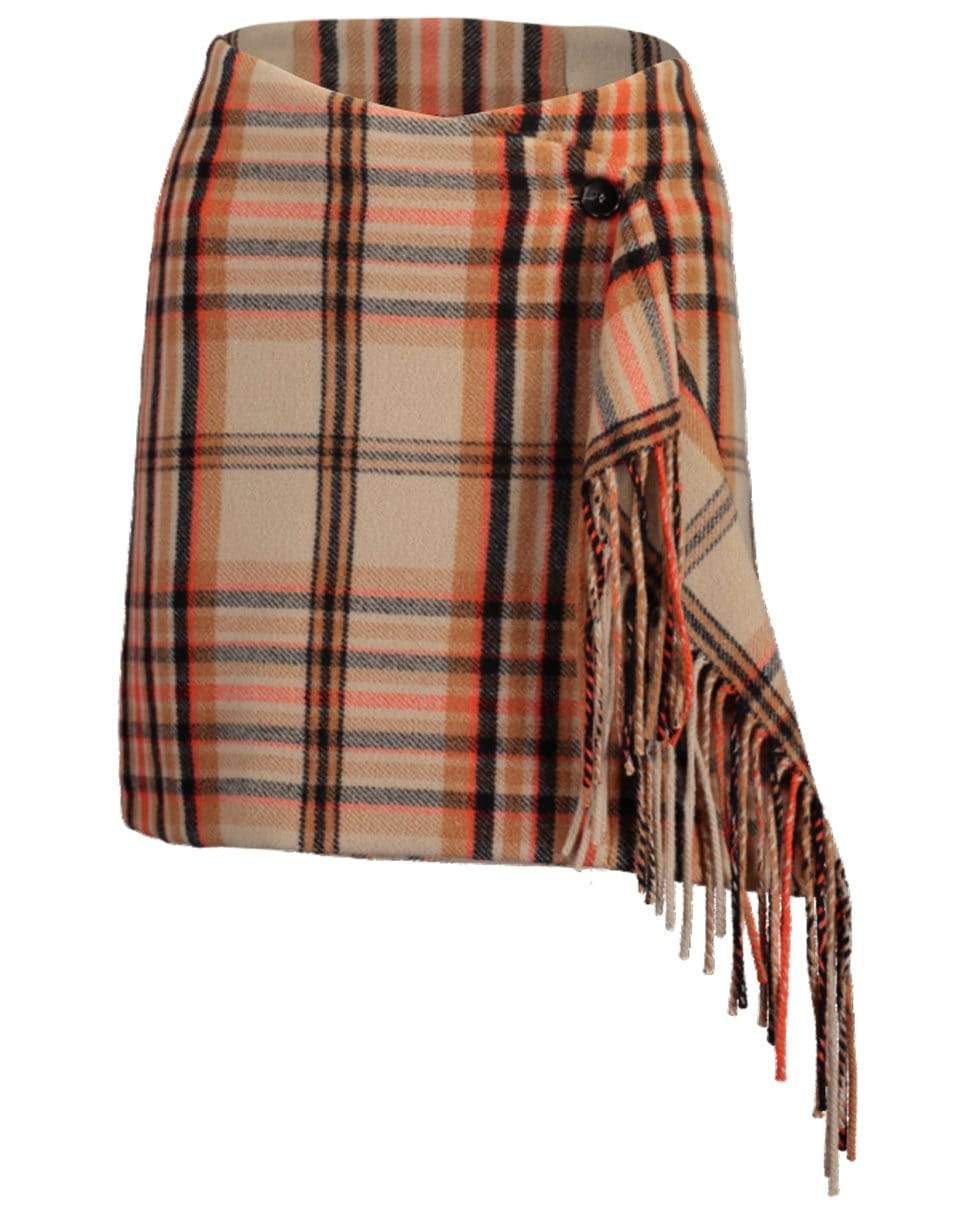MSGM-Plaid Skirt With Fringe-