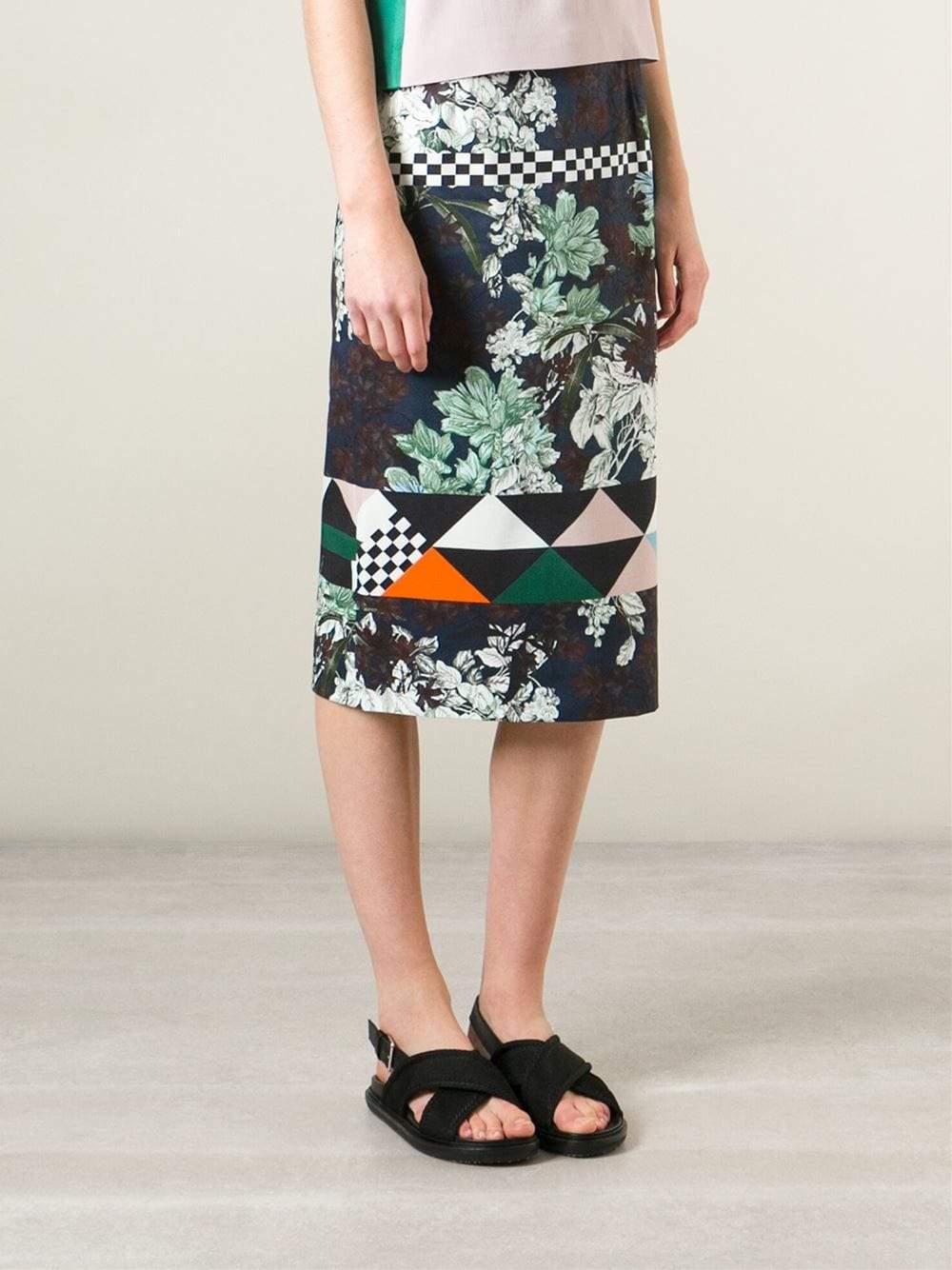 MSGM-Printed Pencil Skirt-