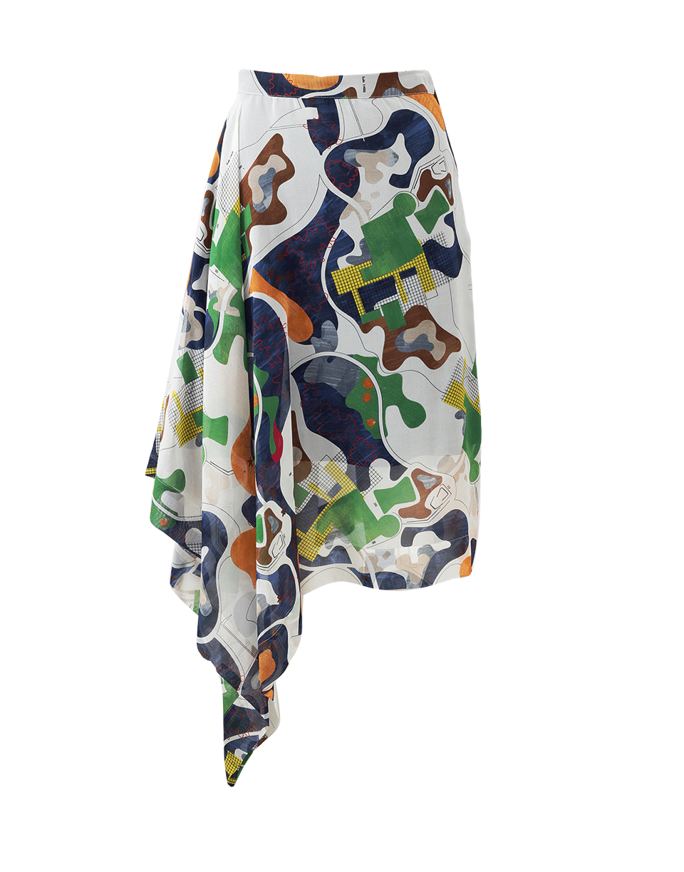 MSGM-Chiffon Asymmetrical Skirt-