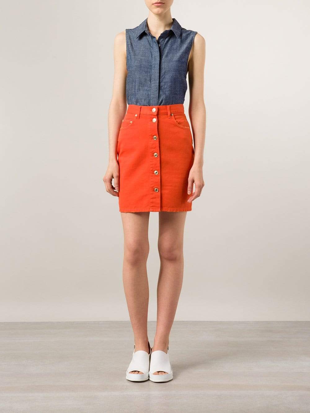 MSGM-Button Front Denim Skirt-