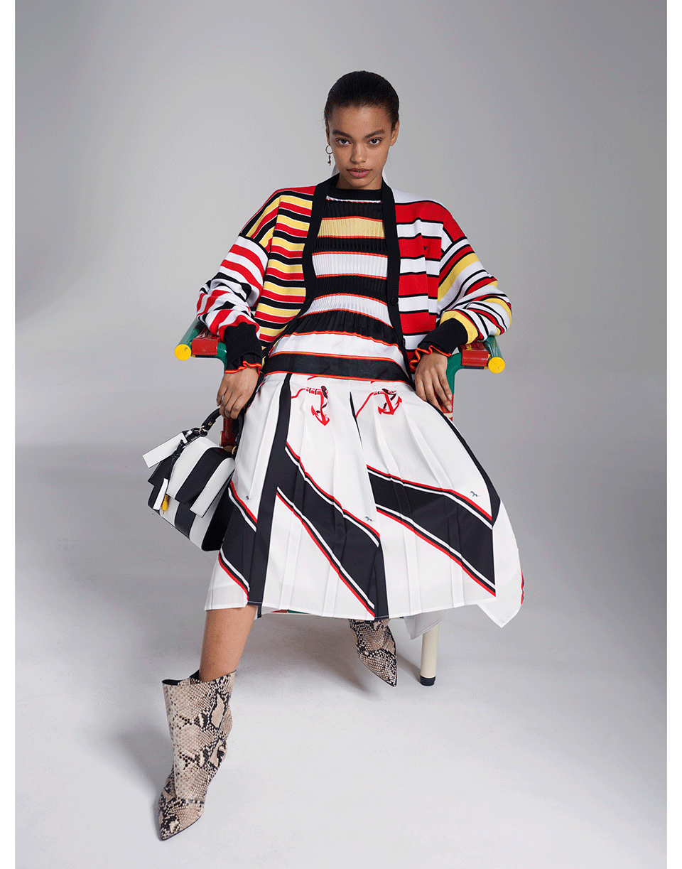 MSGM-Pleated Nautical Skirt-