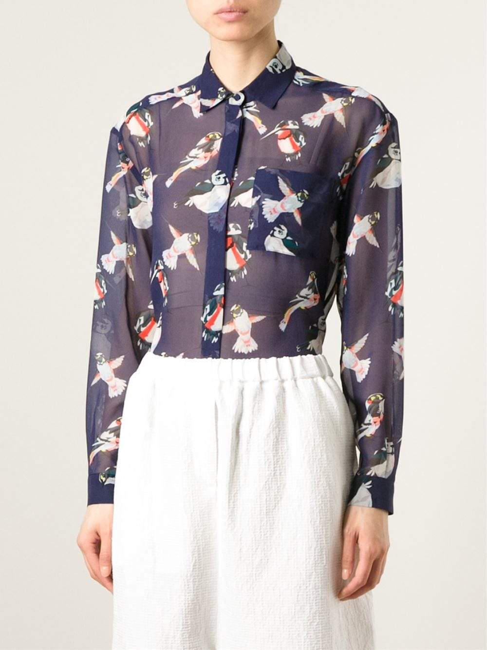 MSGM-Bird Print Blouse-