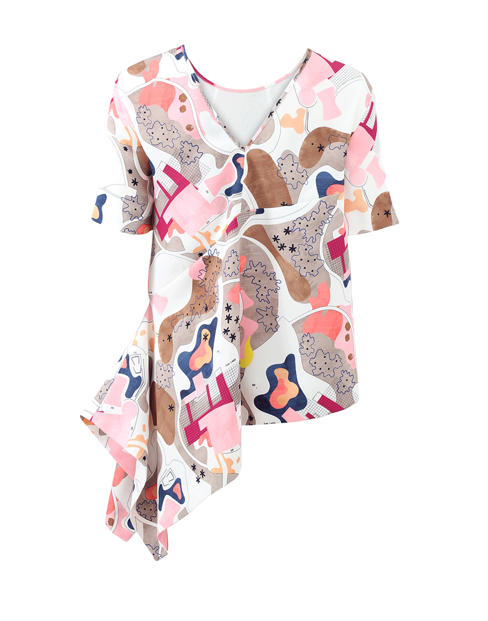 MSGM-Asymmetrical Printed Top-