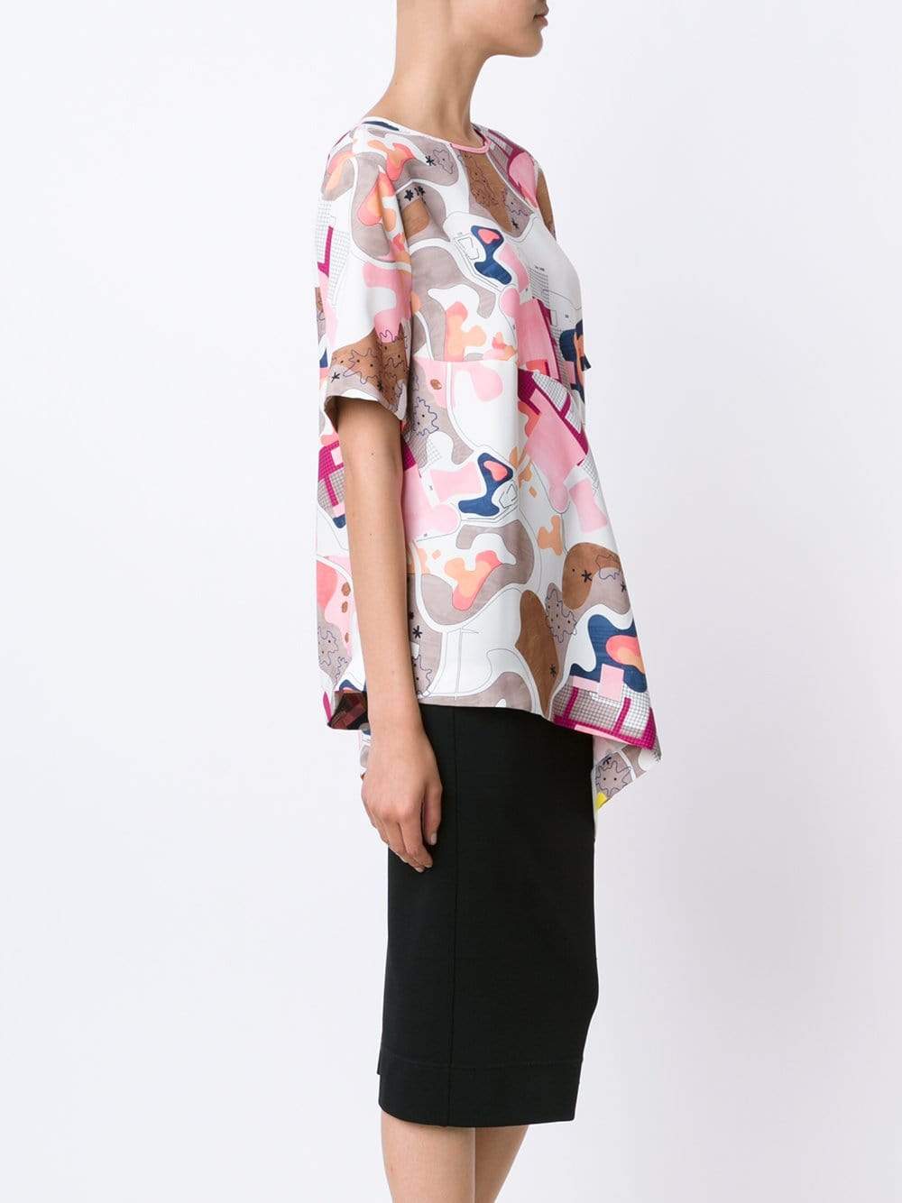 MSGM-Asymmetrical Printed Top-