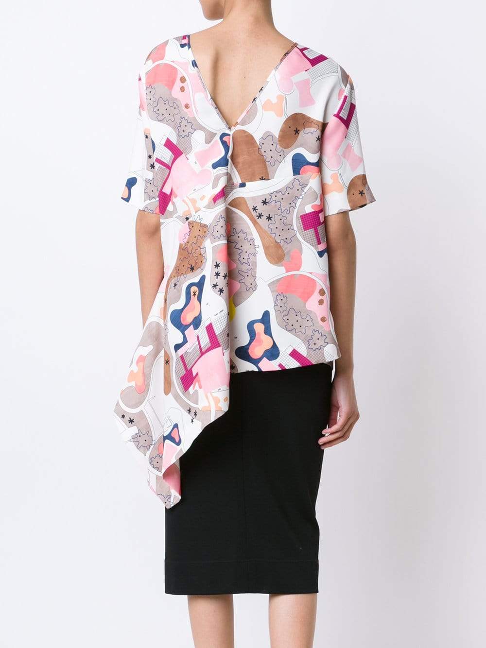 MSGM-Asymmetrical Printed Top-