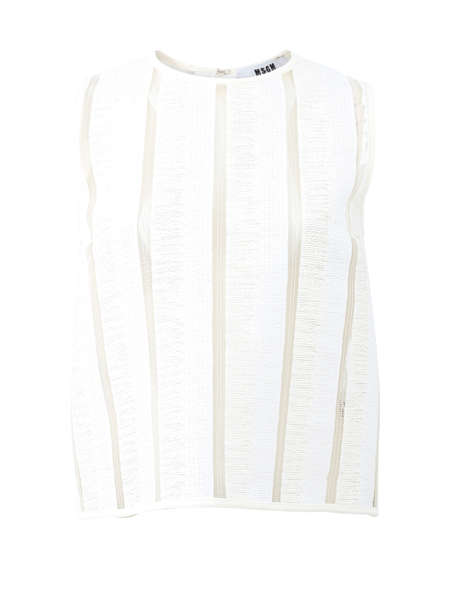 MSGM-Sheer Stripe Crop Top-