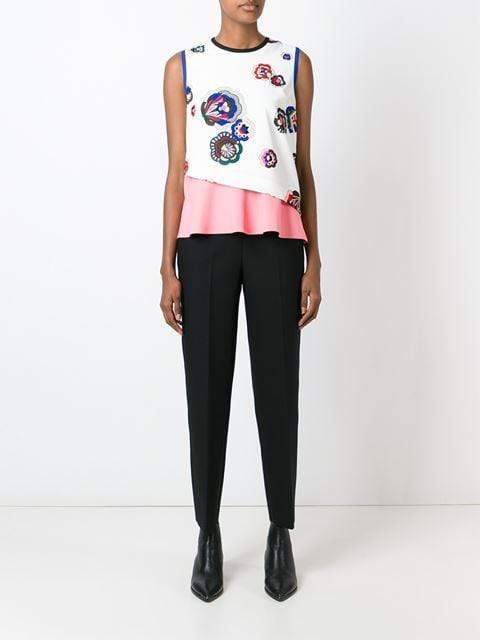 MSGM-Print Ruffle Bottom Blouse-