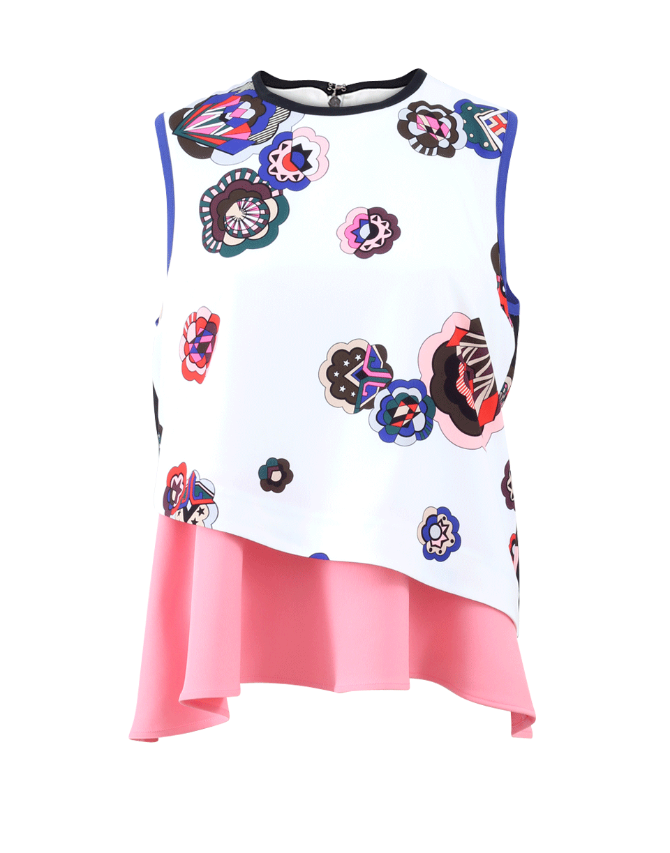MSGM-Print Ruffle Bottom Blouse-