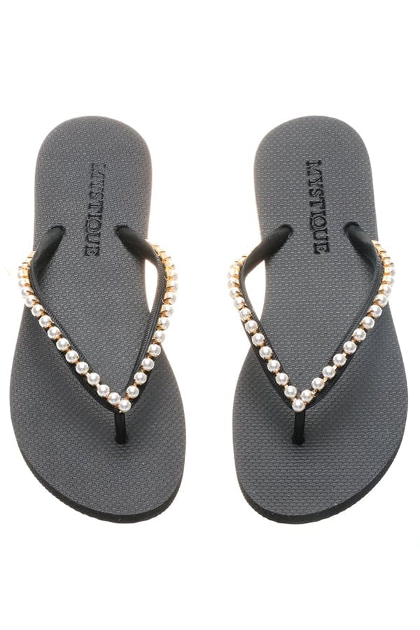 MYSTIQUE-Pearl Flip Flop - Black-