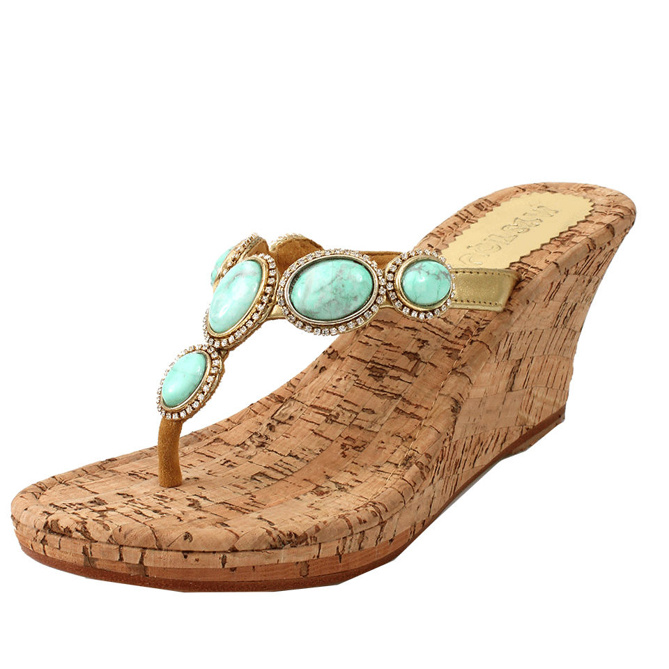 MYSTIQUE-Cork Wedge Embellished Sandal-