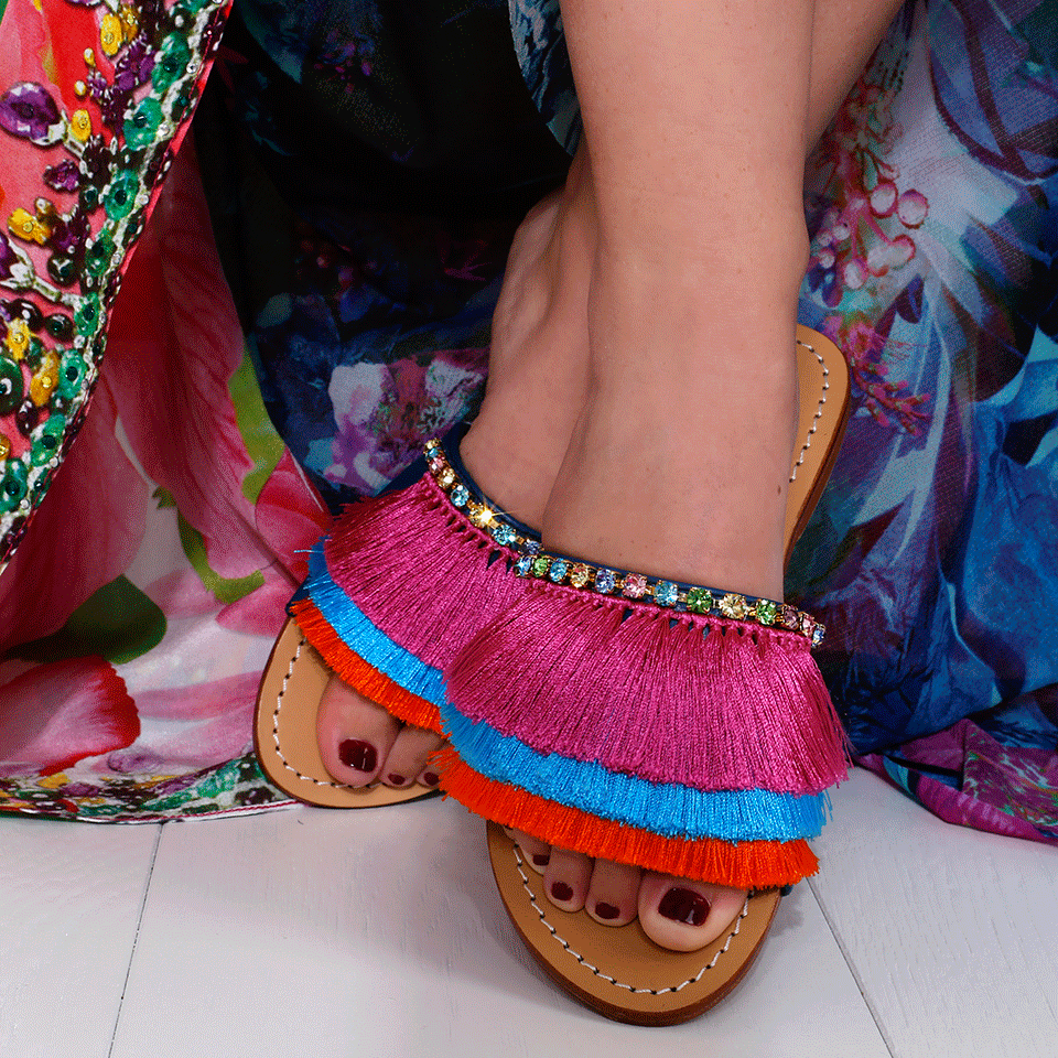 MYSTIQUE-Fringe Slide Sandal-