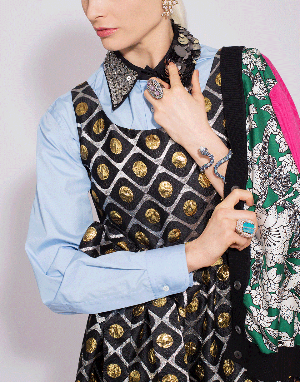N0.21-Beaded Collar Blouse-