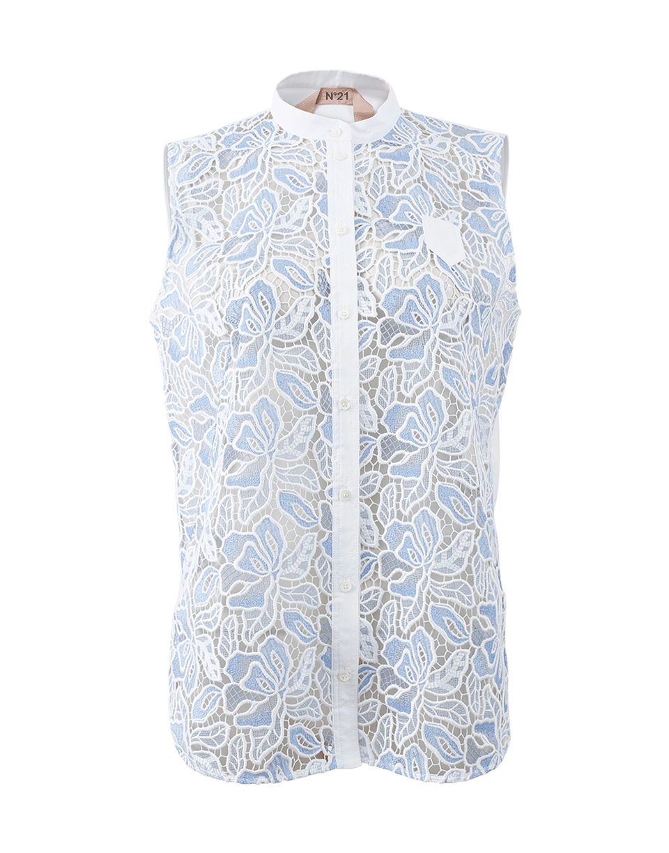 N0.21-Lace Front Cotton Blouse-