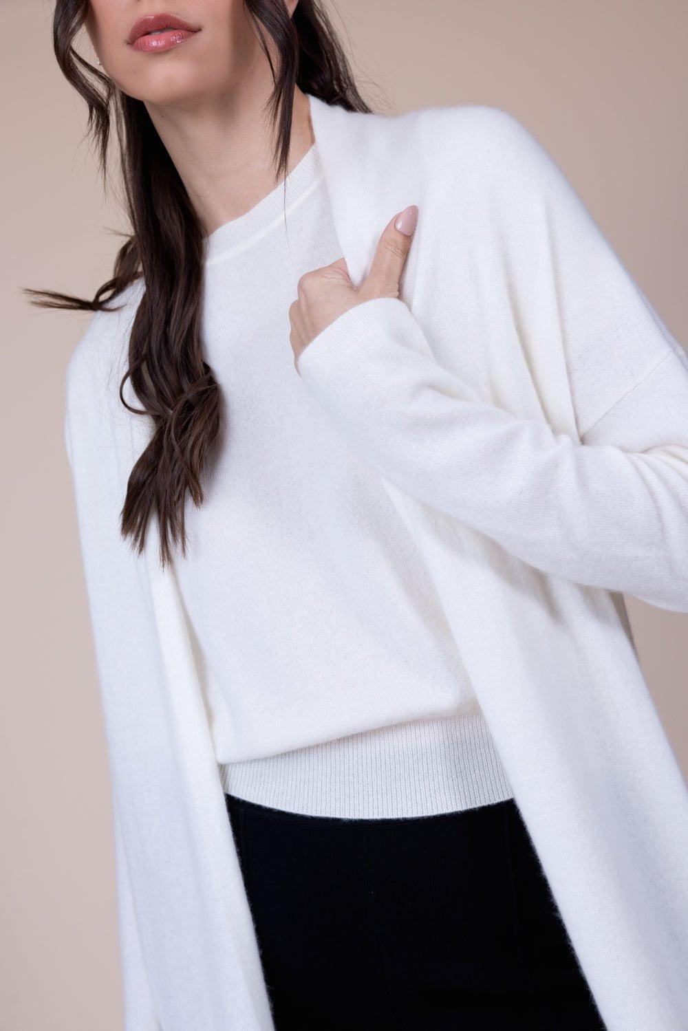 NAADAM-Collared Cardigan - White-