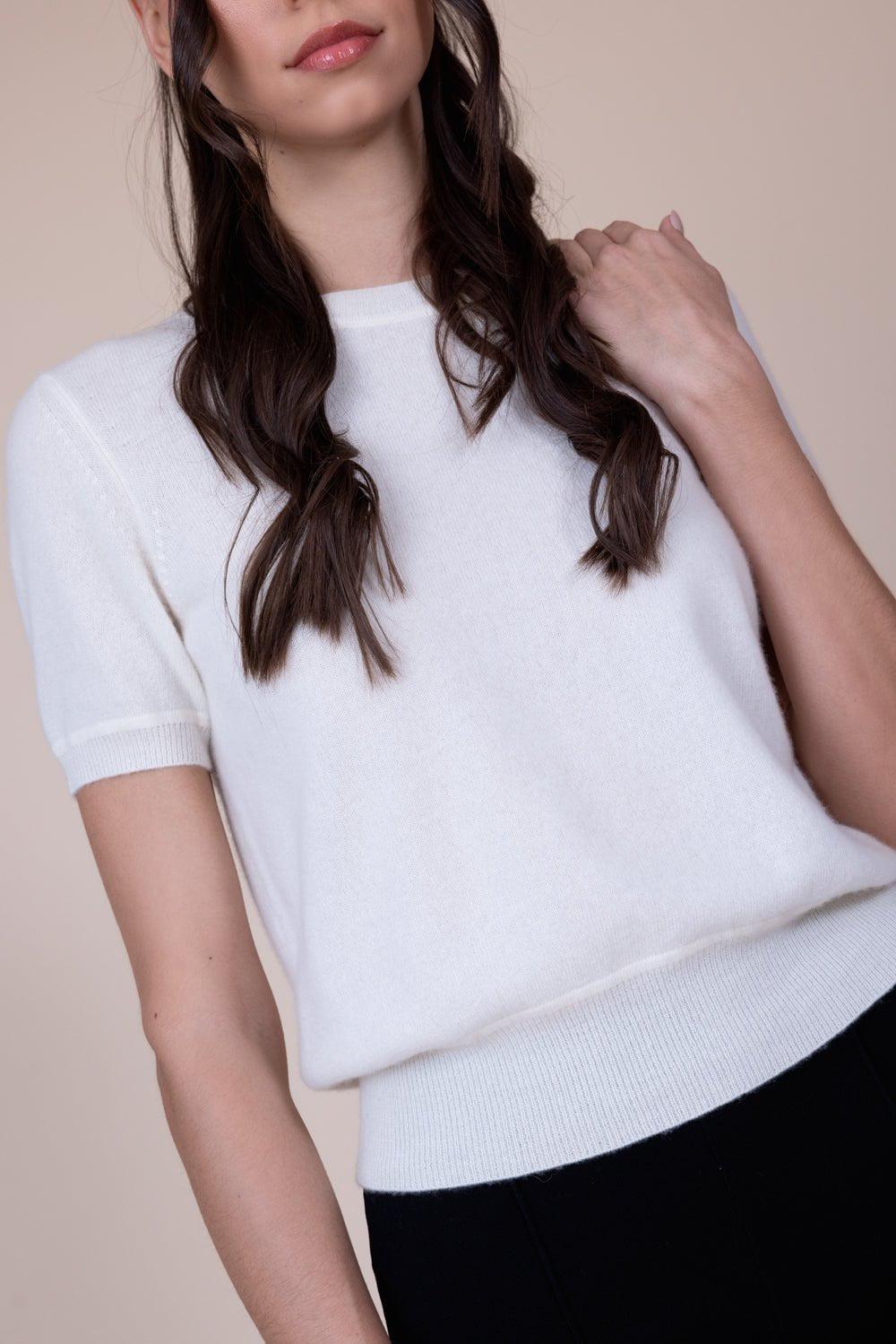 NAADAM-Short Sleeve Cropped Pullover - White-