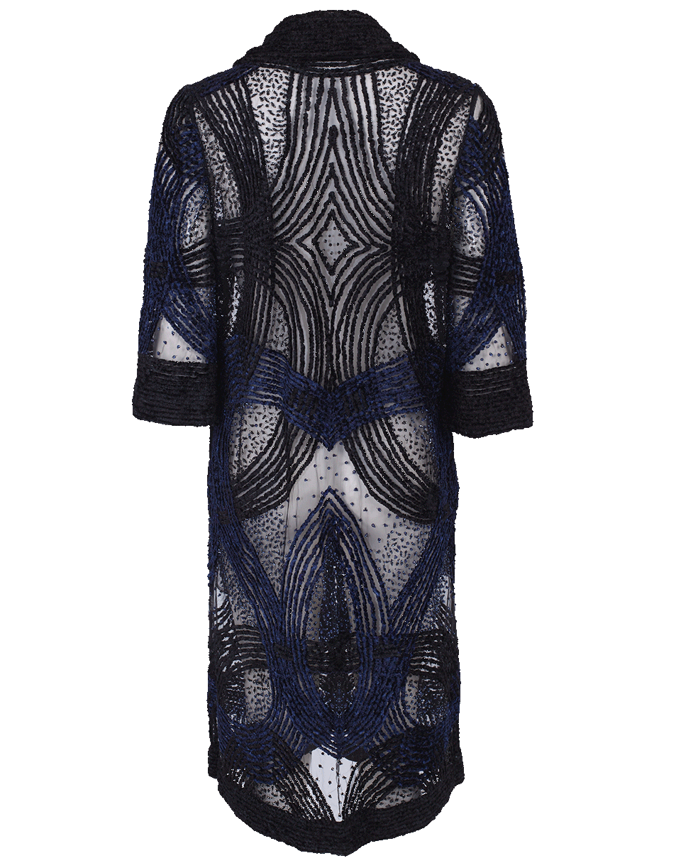 NAEEM KHAN-Embroidered Elbow Sleeve Coat-NAVY/BLACK