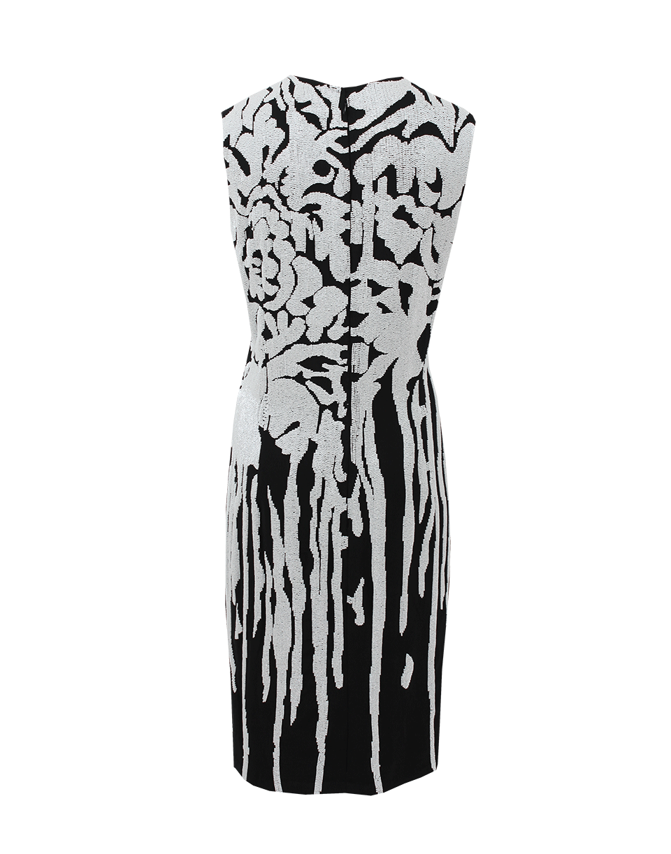 NAEEM KHAN-Sleeveless Caviar Drip Bead Dress-BLK/WHT