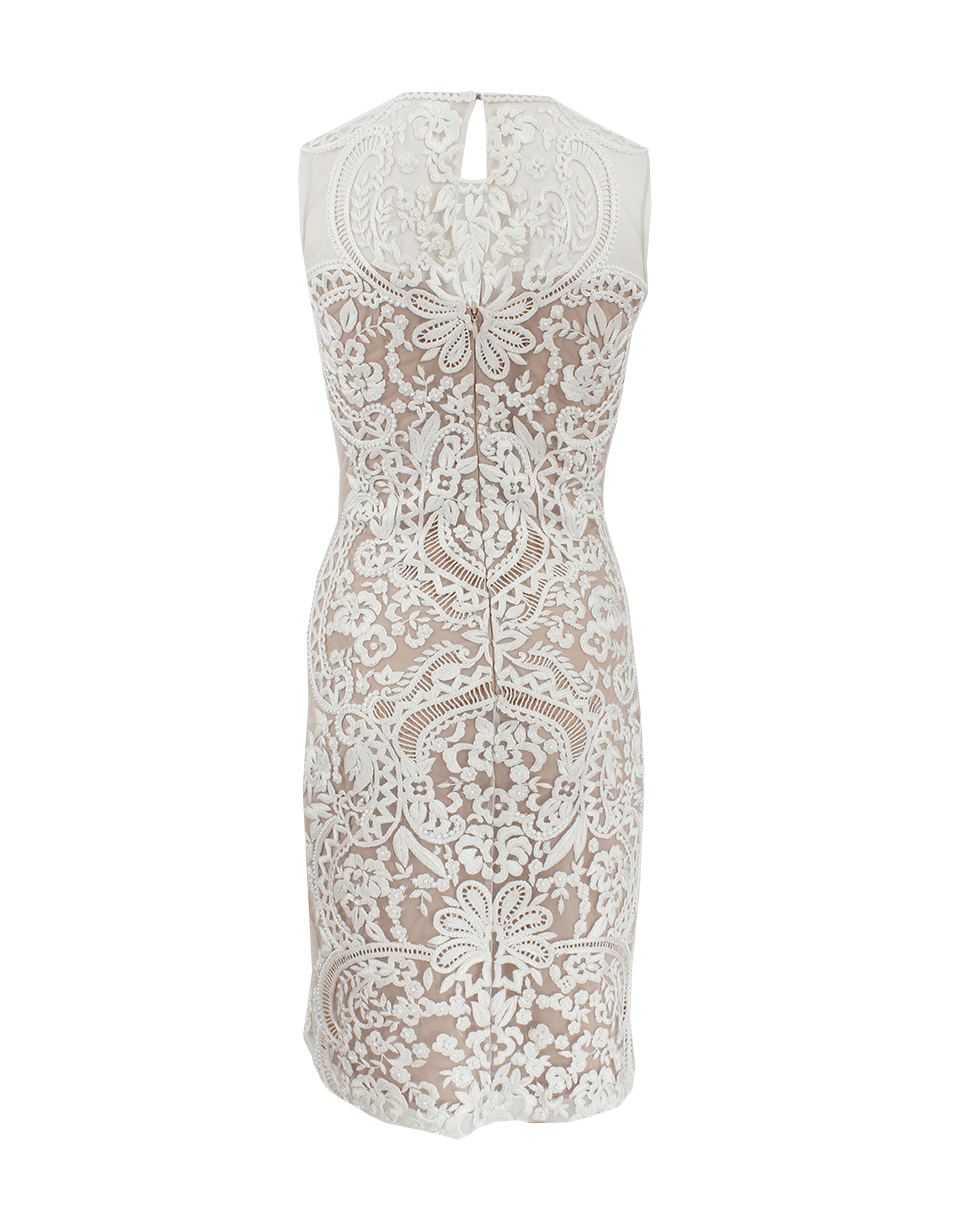 NAEEM KHAN-Embroidered Fit Illusion Neck Cocktail Dress-WHT/NUD