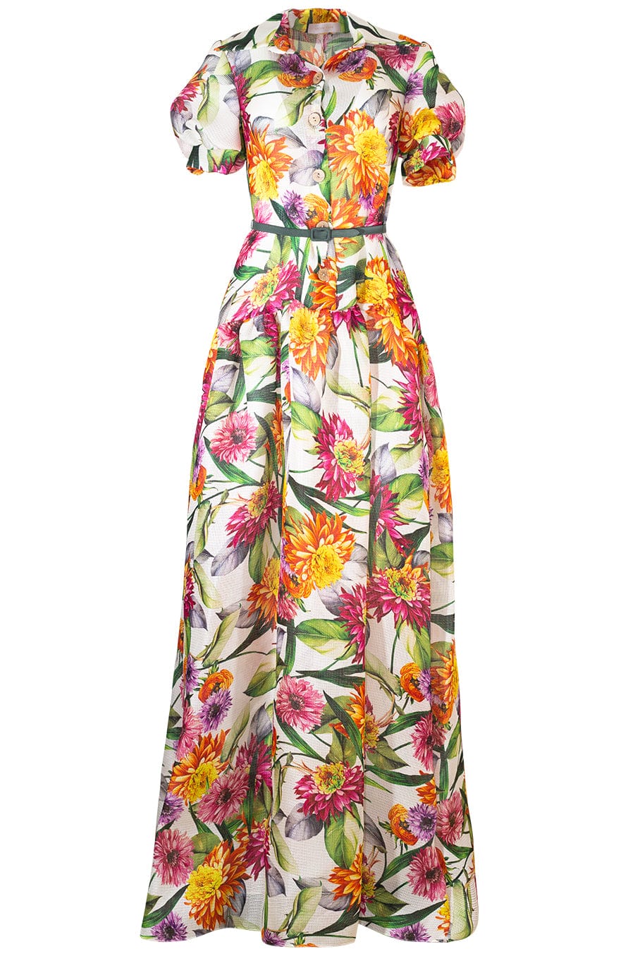 NAEEM KHAN-Belted Gazar Gown-FLORAL