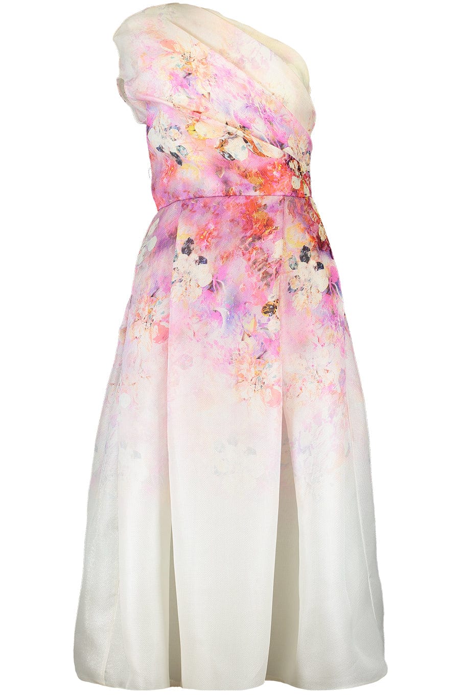 NAEEM KHAN-Floral One Shoulder Gown-IVY/LLC