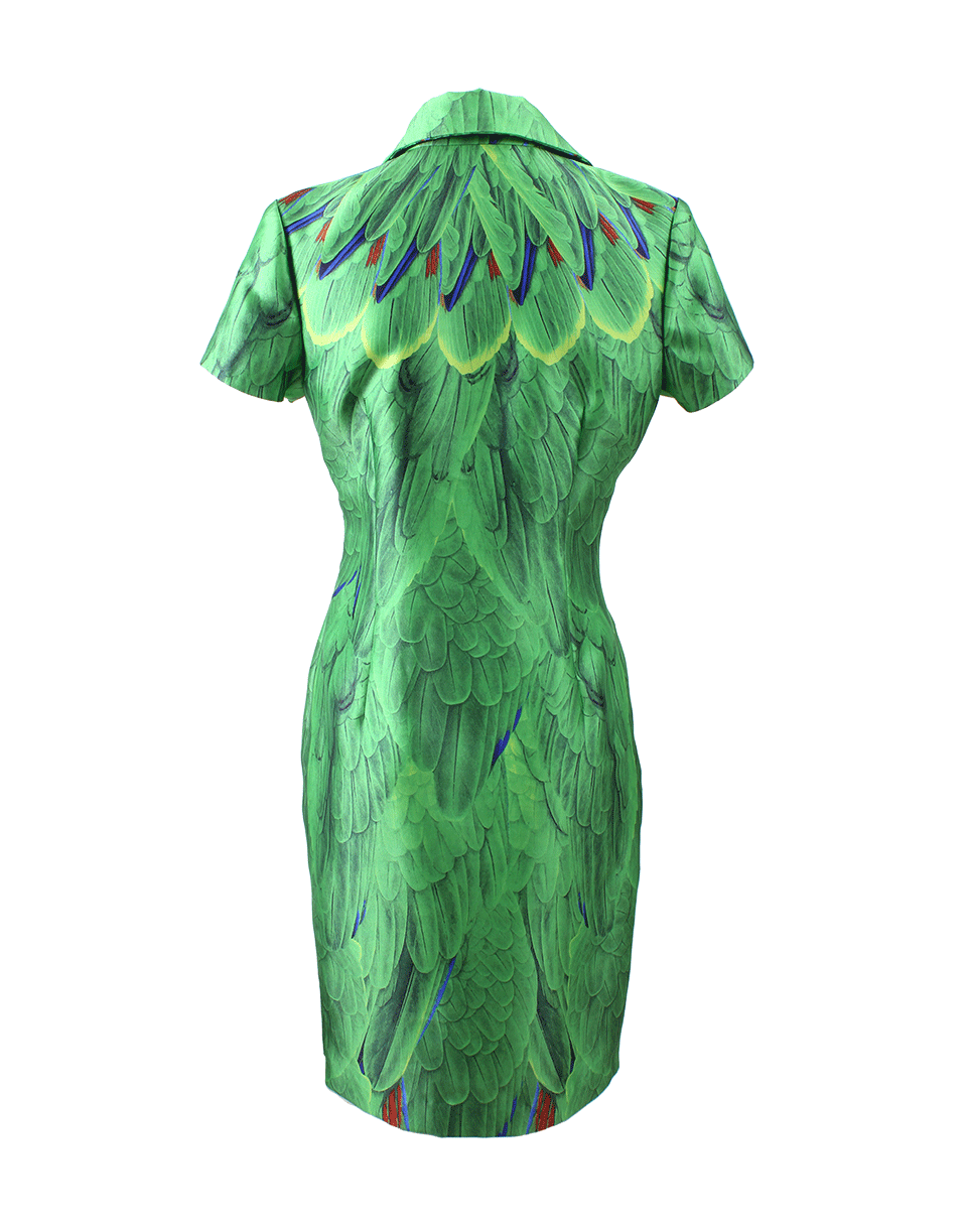NAEEM KHAN-Parrot Feather Print Dress-GREEN